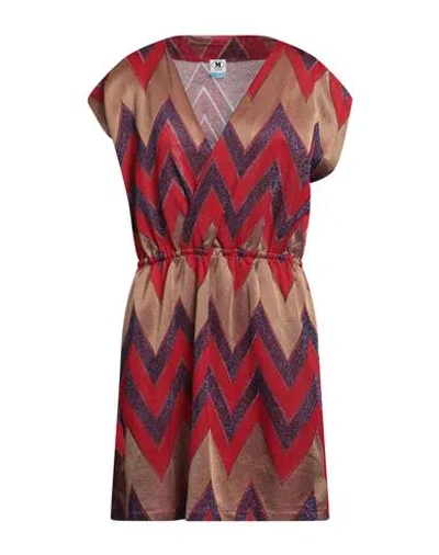 Shop M Missoni Woman Mini Dress Red Size M Cotton, Viscose, Polyamide, Metallic Polyester