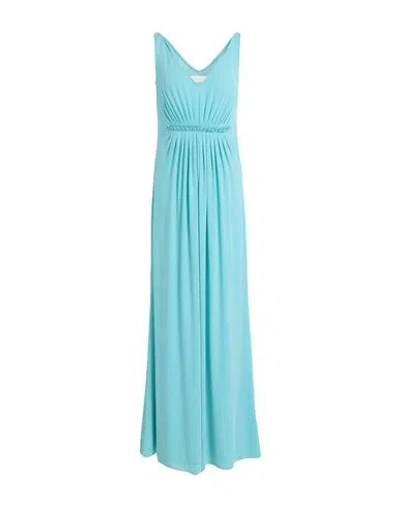 Shop Ports 1961 Woman Maxi Dress Turquoise Size 4 Triacetate, Polyester In Blue