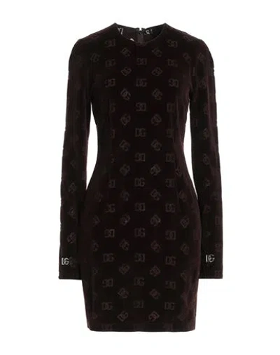 Shop Dolce & Gabbana Woman Mini Dress Dark Brown Size 6 Cotton
