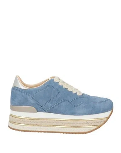 Shop Hogan Woman Sneakers Light Blue Size 8 Leather