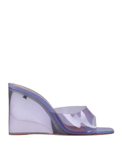 Shop Amina Muaddi Woman Sandals Purple Size 9 Pvc - Polyvinyl Chloride, Soft Leather