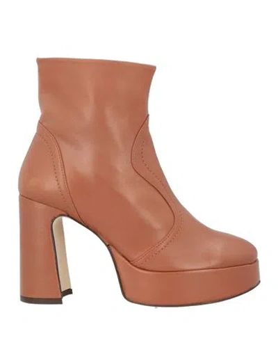 Bruno Premi Woman Ankle Boots Brown Size 8 Soft Leather In Brown