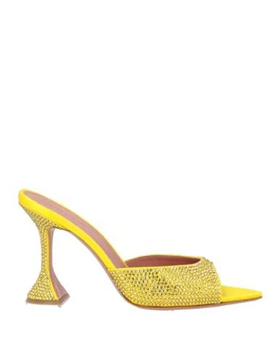 Shop Amina Muaddi Woman Sandals Yellow Size 11 Textile Fibers