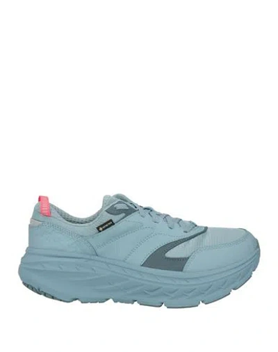 Hoka Woman Sneakers Sky Blue Size 4.5 Leather, Textile Fibers In Blue
