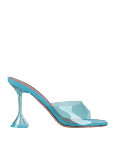 Shop Amina Muaddi Woman Sandals Azure Size 6.5 Pvc - Polyvinyl Chloride In Blue
