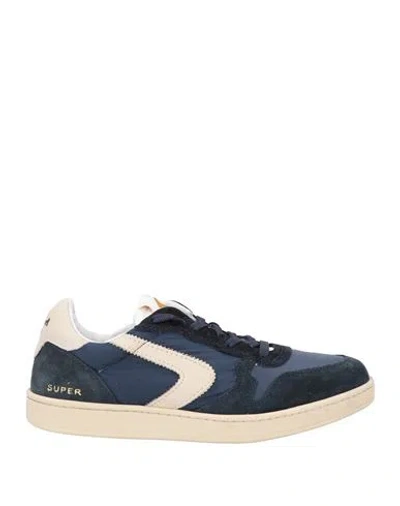 Shop Valsport Man Sneakers Navy Blue Size 7 Leather, Textile Fibers