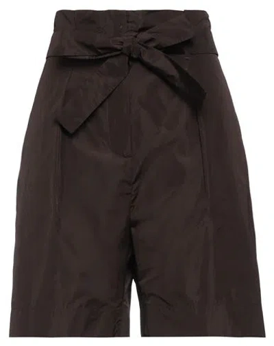 Shop Max Mara Studio Woman Shorts & Bermuda Shorts Brown Size 10 Polyester, Silk