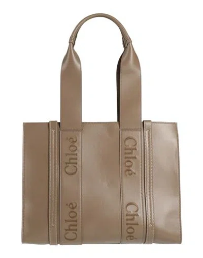 Shop Chloé Woman Shoulder Bag Khaki Size - Leather In Beige