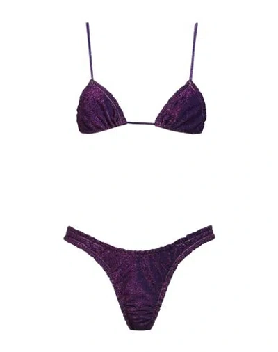 Shop Reina Olga Guia Skimpy Woman Bikini Purple Size 2 Polyamide, Metallic Fiber, Elastane