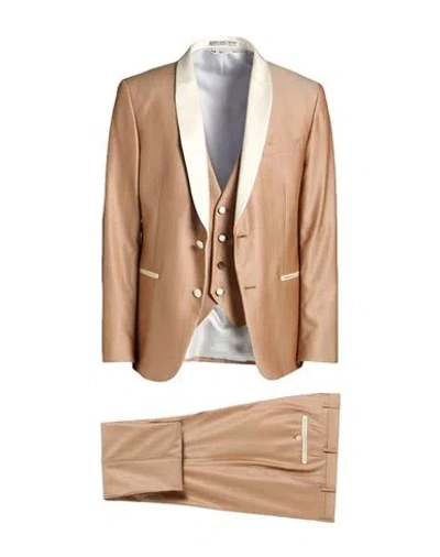 Shop Cc Collection Corneliani Man Suit Light Brown Size 42 Virgin Wool, Silk In Beige