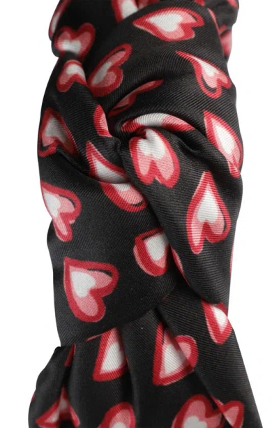 Shop Kate Spade Valentine's Day Twisted Knot Silk Headband In Black