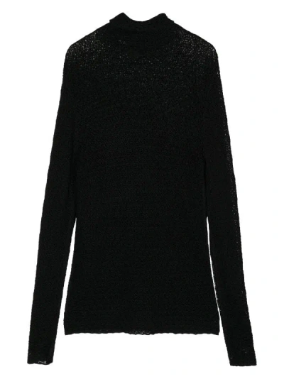 Shop Totême Toteme Women High-neck Crochet Knit In 001 Black