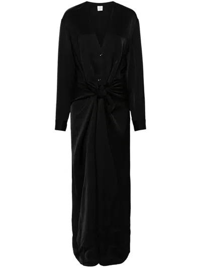 Shop Totême Toteme Women Satin Knot Dress In 001 Black