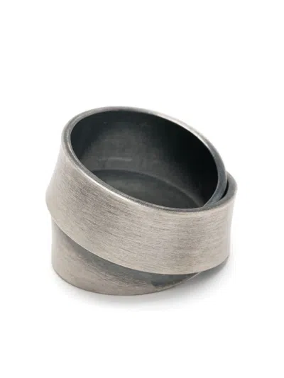 Shop Detaj Uma Wang X  Silver Double Ring In Matte Silver
