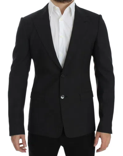 Shop Dolce & Gabbana Sleek Gray Wool Slim Fit Men's Blazer