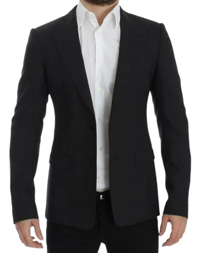 Shop Dolce & Gabbana Sleek Gray Wool Slim Fit Men's Blazer