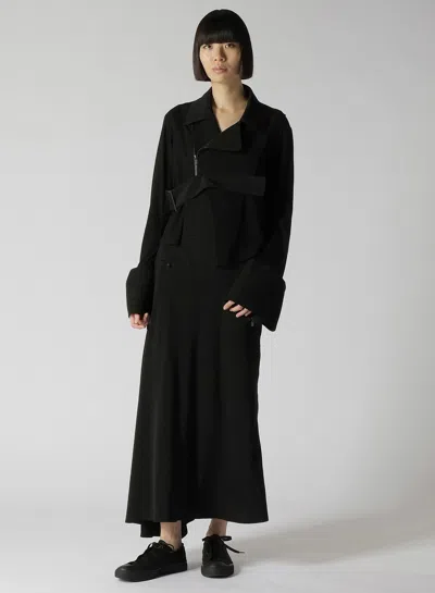 Shop Yohji Yamamoto Women Piping Pocket Unbalance Skirt In Black