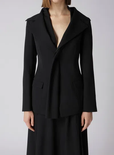 Shop Yohji Yamamoto Women Stole Detail Single Jacket In Black
