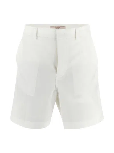Shop Valentino Cotton Bermuda In White