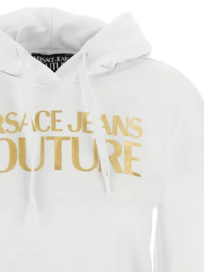 Shop Versace Jeans Couture Logo Hoodie In White