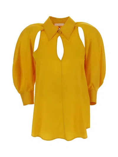 Shop Chloé Silk Top In Yellow