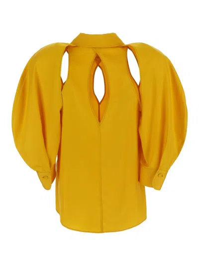 Shop Chloé Silk Top In Yellow