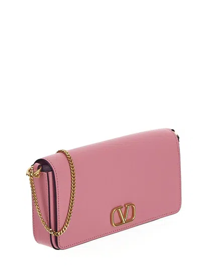 Shop Valentino Leather V-logo Pouch In Pink