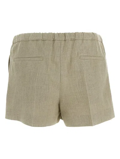 Shop Valentino Linen Shorts In Beige