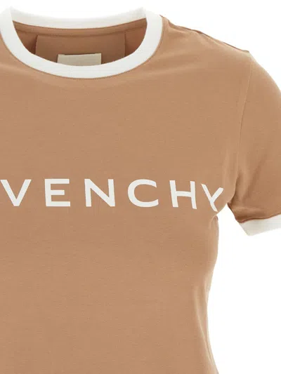 Shop Givenchy Logo T-shirt In Beige
