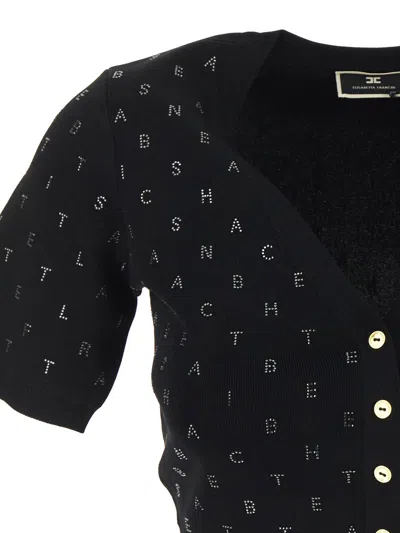 Shop Elisabetta Franchi Logo Cardigan In Black