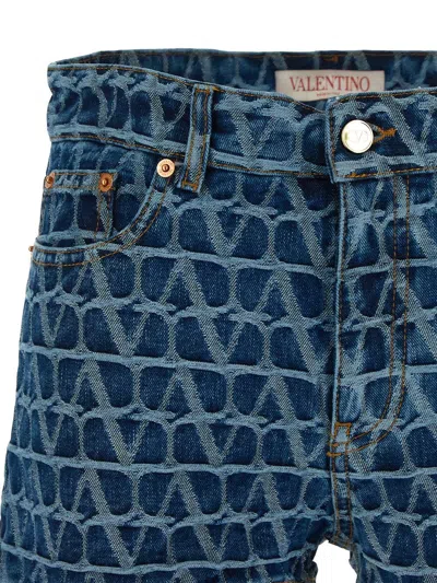 Shop Valentino Cotton Shorts In Blue