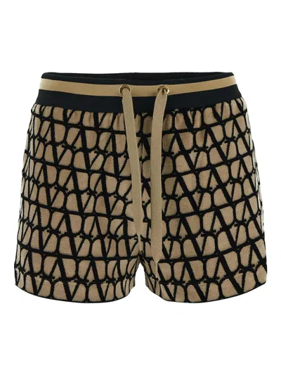 Shop Valentino Cotton Shorts In Beige