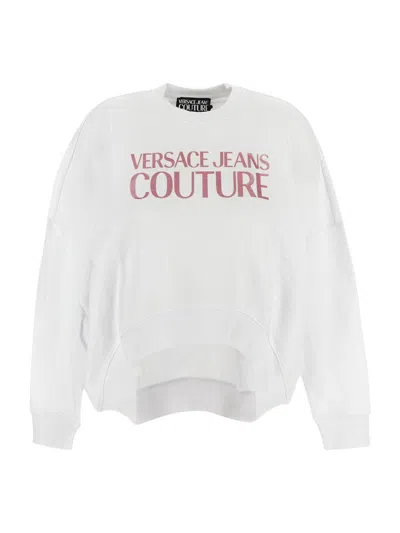 Shop Versace Jeans Couture Logo Sweatshirt In White
