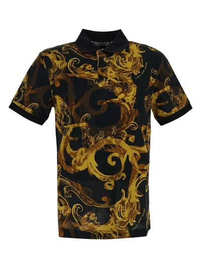 Shop Versace Jeans Couture Baroque Polo In Black