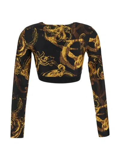 Shop Versace Jeans Couture Printed Top In Black