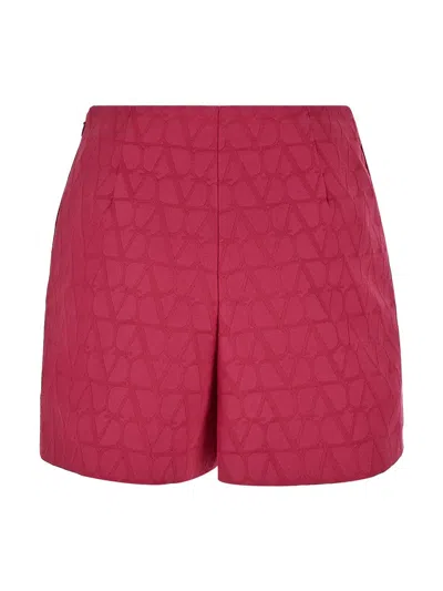 Shop Valentino Logoed Shorts In Pink