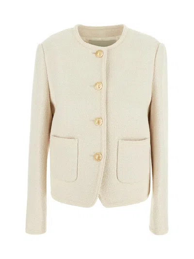 Shop Dunst Classic Boucle Tweed Jacket In Cream