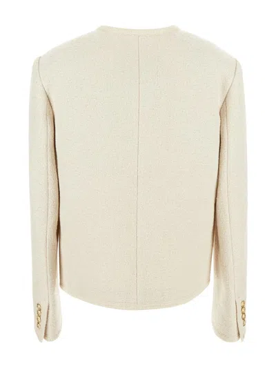 Shop Dunst Classic Boucle Tweed Jacket In Cream