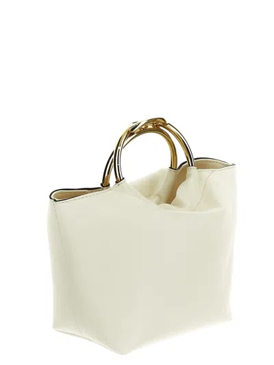 Shop Valentino Leather Bucket Bag In Ivory