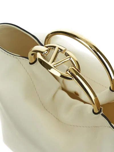 Shop Valentino Leather Bucket Bag In Ivory