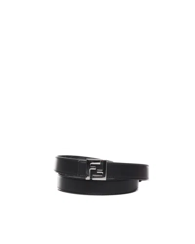 Shop Fendi Reversible Ff Squared Belt In Black