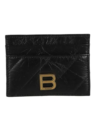 Shop Balenciaga Crush Card Holder In Black