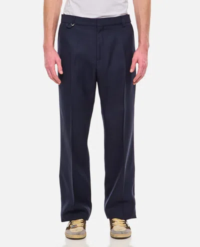 Shop Jacquemus Straight Pants In Blu Navy