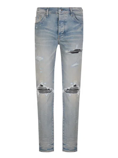 Shop Amiri Distressed-finish Jeans In Blue