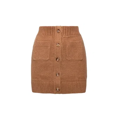 Shop Burberry Knitted Mini Skirt In Brown