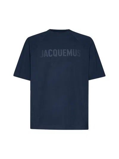 Shop Jacquemus Typo Crewneck T-shirt In Dark Navy