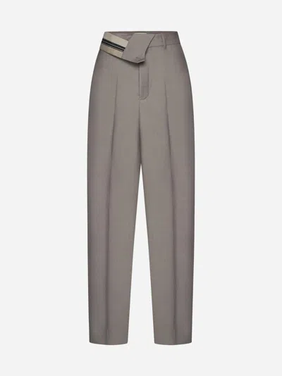 Shop Fendi Mohair And Wool Trousers In Grey