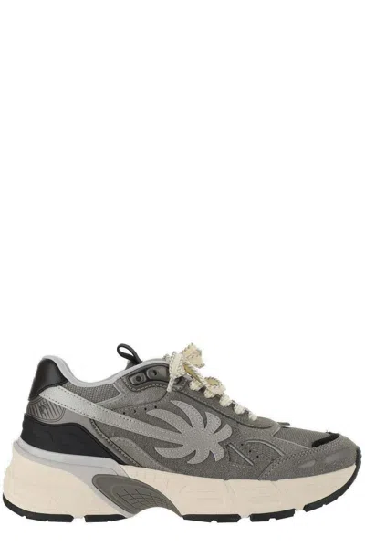 Shop Palm Angels Palm Tree Patch Chunky Sole Sneakers In Grey