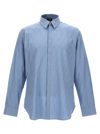 Shop Fendi Ff Shirt In Light Blue