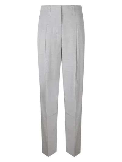 Shop Jacquemus Pleat Detail Plain Trousers In Light Grey